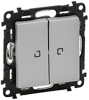 Выключатель с подсветкой без рамки Legrand Valena Life 2-кл. алюминий картинка